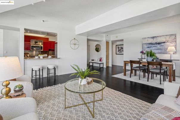Dining room, Interior, Kitchen, Living room, Stainless Steel Appliances, Wood Texture Flooring