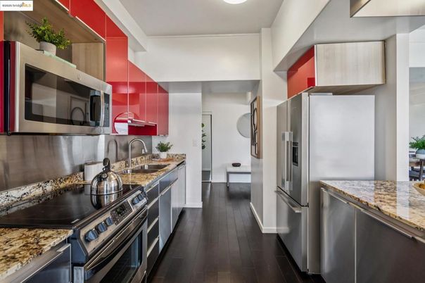 Interior, Kitchen, Stainless Steel Appliances, Wood Texture Flooring