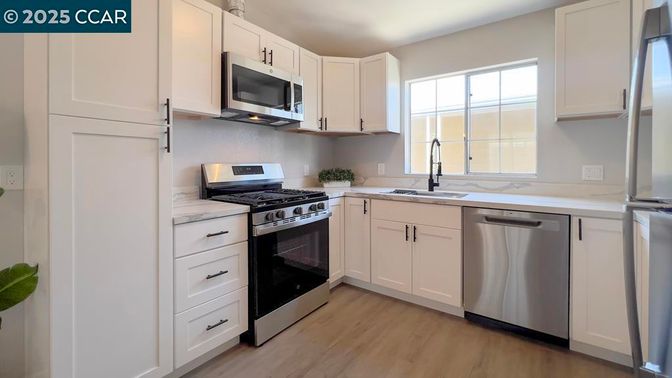 Interior, Kitchen, Stainless Steel Appliances, Wood Texture Flooring