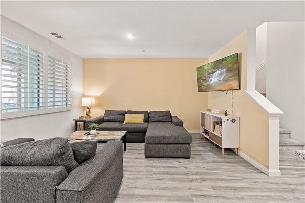 Interior, Living room, Recessed Lighting, Wood Texture Flooring