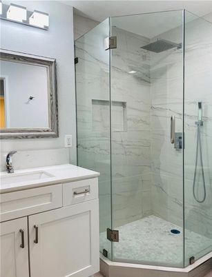 Bathroom, Glass Shower, Interior, Marble Walls