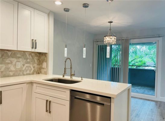 Interior, Kitchen, Pendant Lights, Recessed Lighting, Wood Texture Flooring