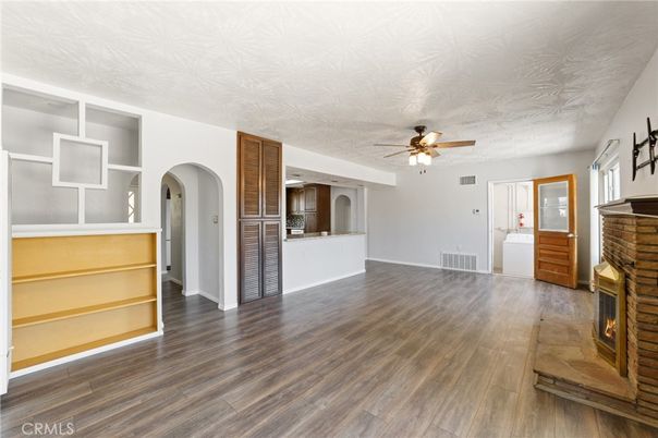 Empty room, Fireplace, Interior, Wood Texture Flooring