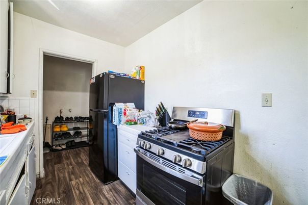 Interior, Kitchen, Tile Countertops, Wood Texture Flooring