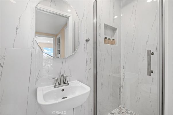 Bathroom, Glass Shower, Interior, Marble Walls