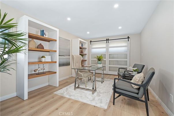 Home Office, Interior, Recessed Lighting, Wood Texture Flooring