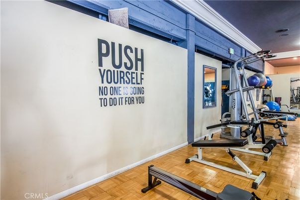 Fitness Equipment, Interior, Recessed Lighting, Wood Texture Flooring