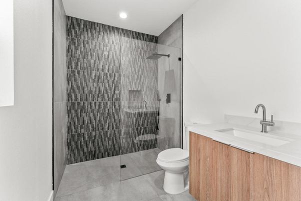 Bathroom, Glass Shower, Interior, Recessed Lighting