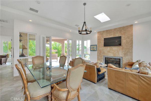 Dining room, Fireplace, Interior, Living room, Pendant Lights, Recessed Lighting
