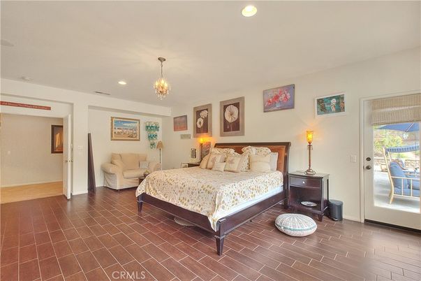 Bedroom, Interior, Pendant Lights, Recessed Lighting, Wood Texture Flooring