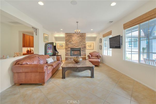 Chandelier, Fireplace, Interior, Living room, Recessed Lighting