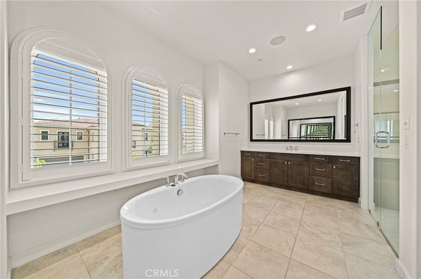 Bathroom, Dual Sink Vanities, Free Standing Baths, Interior, Recessed Lighting