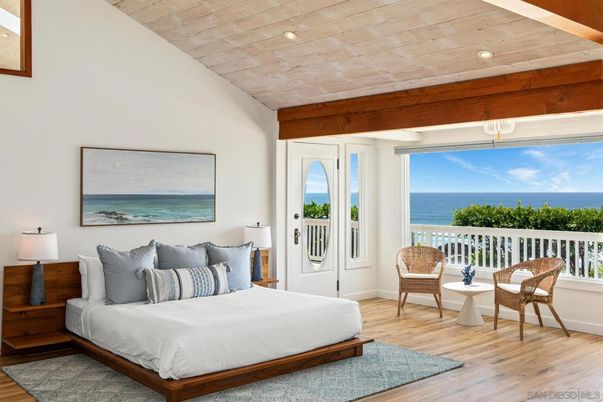 Bedroom, Interior, Recessed Lighting, Water, Wooden Ceilings, Wood Texture Flooring