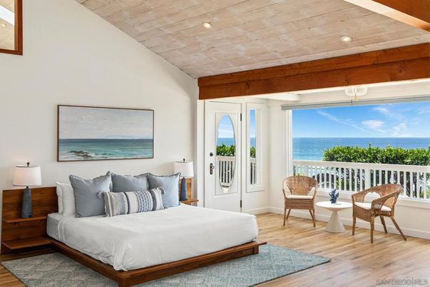 Bedroom, Interior, Recessed Lighting, Water, Wooden Ceilings, Wood Texture Flooring