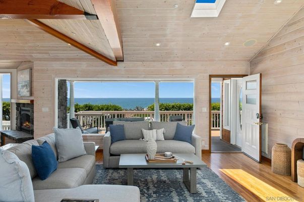 Fireplace, Interior, Living room, Recessed Lighting, Stone Walls, Water, Wooden Beams, Wooden Ceilings, Wood Texture Flooring, Wooden Walls