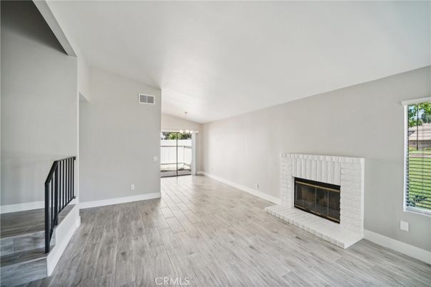 Chandelier, Empty room, Fireplace, Interior, Wood Texture Flooring