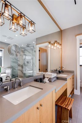 Bathroom, Dual Sink Vanities, Glass Shower, Interior, Recessed Lighting