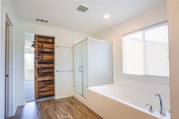 Bathroom, Interior, Recessed Lighting, Wood Texture Flooring