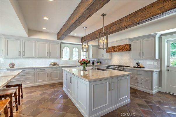 Interior, Kitchen, Pendant Lights, Recessed Lighting, Stainless Steel Appliances, Wooden Beams