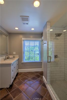 Bathroom, Glass Shower, Interior, Recessed Lighting