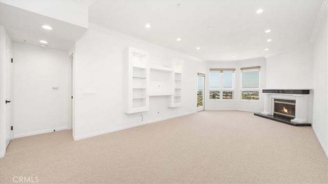 Empty room, Fireplace, Interior, Recessed Lighting