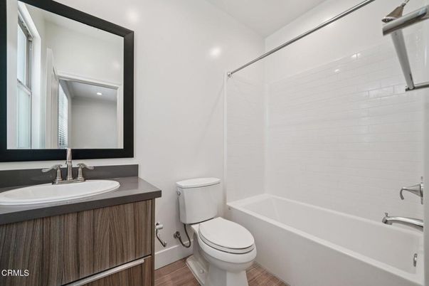 Bathroom, Interior, Recessed Lighting, Wood Texture Flooring