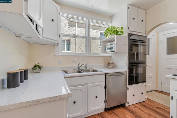 Interior, Kitchen, Stainless Steel Appliances, Wood Texture Flooring