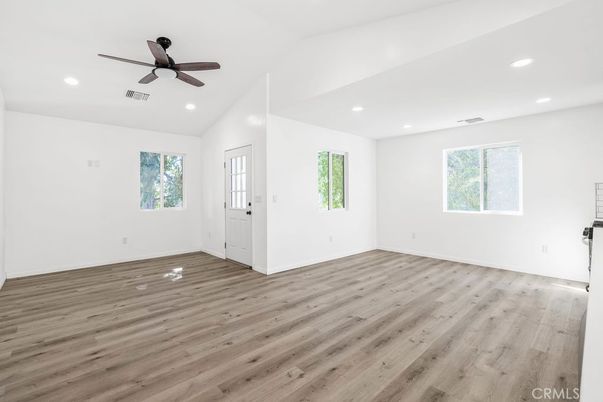 Empty room, Interior, Recessed Lighting, Wood Texture Flooring