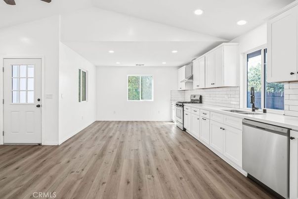 Interior, Kitchen, Recessed Lighting, Wood Texture Flooring