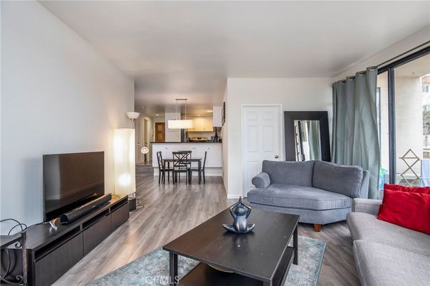 Dining room, Interior, Kitchen, Living room, Pendant Lights, Stainless Steel Appliances, Wood Texture Flooring