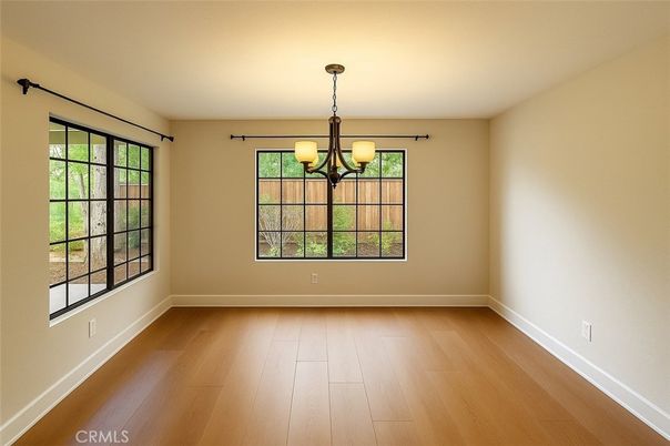 Chandelier, Empty room, Interior, Pendant Lights, Wood Texture Flooring