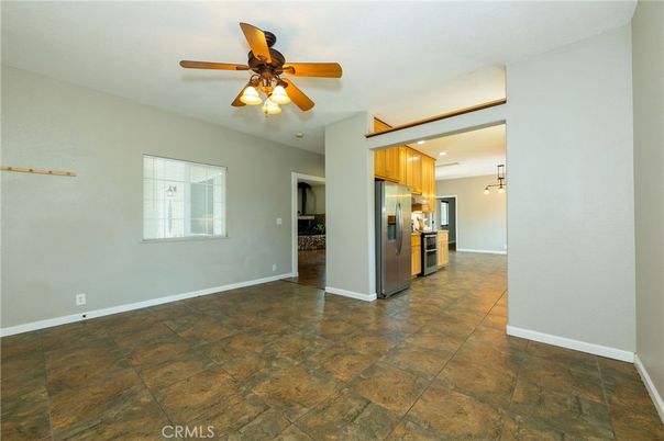 Empty room, Interior, Kitchen, Pendant Lights, Recessed Lighting, Stainless Steel Appliances