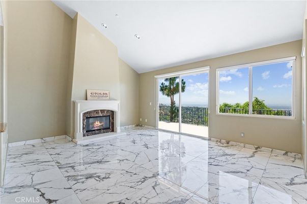 Empty room, Fireplace, Interior, Marble, Recessed Lighting