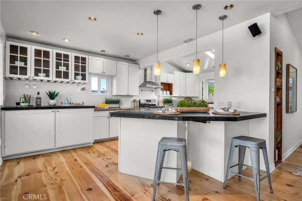 Interior, Kitchen, Pendant Lights, Recessed Lighting, Wood Texture Flooring