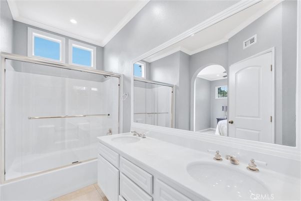 Bathroom, Dual Sink Vanities, Glass Shower, Interior, Recessed Lighting