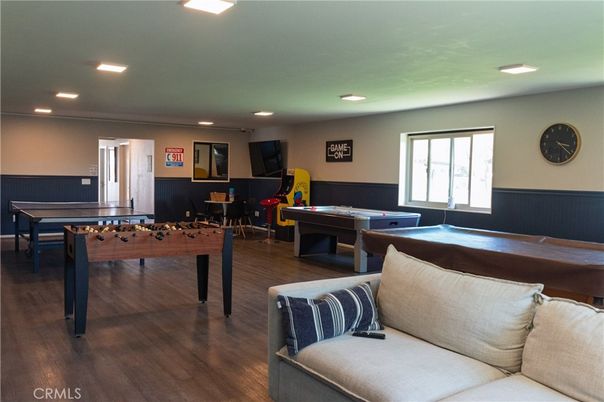 Billiard Table, Game Room, Interior, Recessed Lighting, Wood Texture Flooring