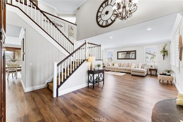 Chandelier, Interior, Living room, Recessed Lighting, Wood Texture Flooring