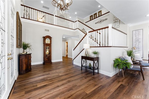 Chandelier, Interior, Recessed Lighting, Wood Texture Flooring
