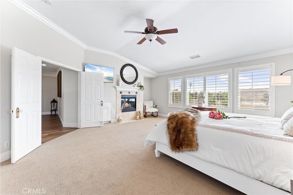 Bedroom, Fireplace, Interior, Wood Texture Flooring