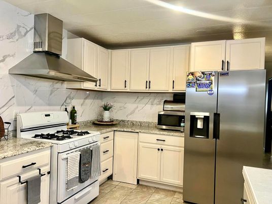 Interior, Kitchen, Marble Walls, Stainless Steel Appliances