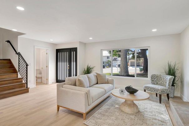 Interior, Living room, Recessed Lighting, Wood Texture Flooring