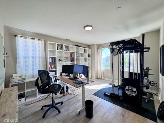 Home Office, Interior, Recessed Lighting, Wood Texture Flooring
