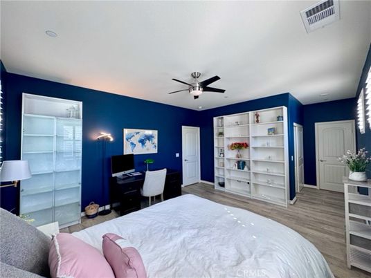 Bedroom, Home Office, Interior, Recessed Lighting, Wood Texture Flooring