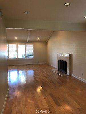 Empty room, Fireplace, Interior, Recessed Lighting, Wood Texture Flooring