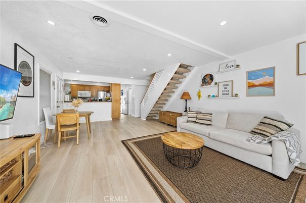 Dining room, Interior, Kitchen, Living room, Recessed Lighting, Wood Texture Flooring