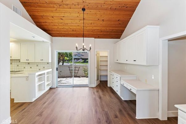 Chandelier, Interior, Kitchen, Pendant Lights, Wooden Ceilings, Wood Texture Flooring