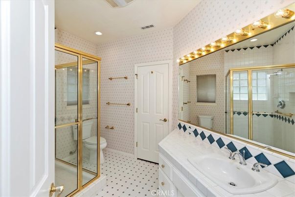 Bathroom, Glass Shower, Interior, Recessed Lighting, Tile Countertops