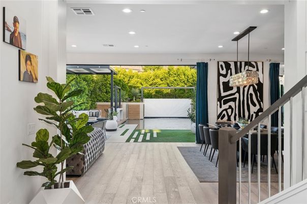 Dining room, Interior, Living room, Pendant Lights, Recessed Lighting, Wood Texture Flooring