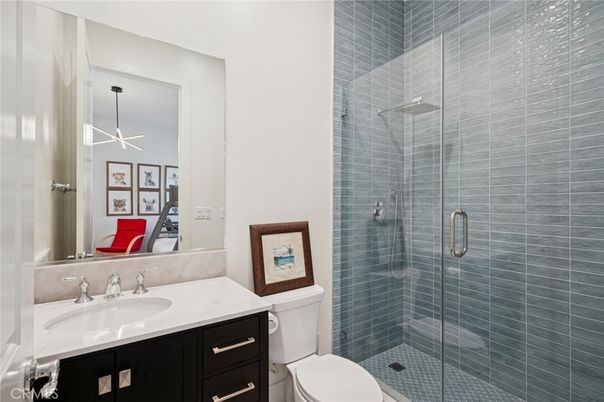 Bathroom, Glass Shower, Interior, Pendant Lights