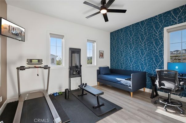 Fitness Equipment, Home Office, Interior, Wood Texture Flooring